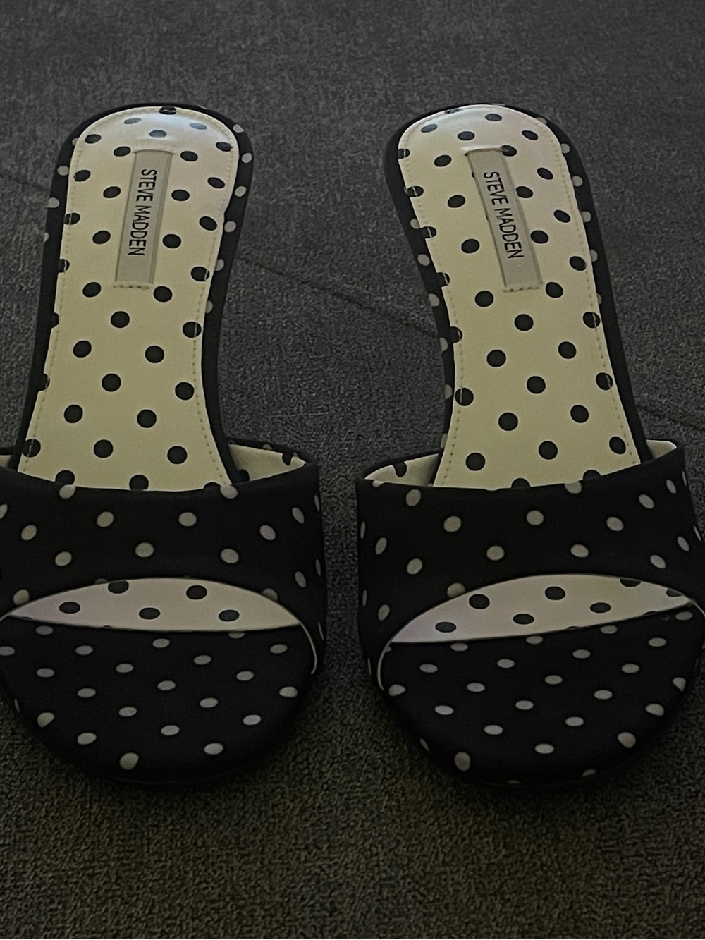 Steve Madden Black & White Polka Dot Slide Mules